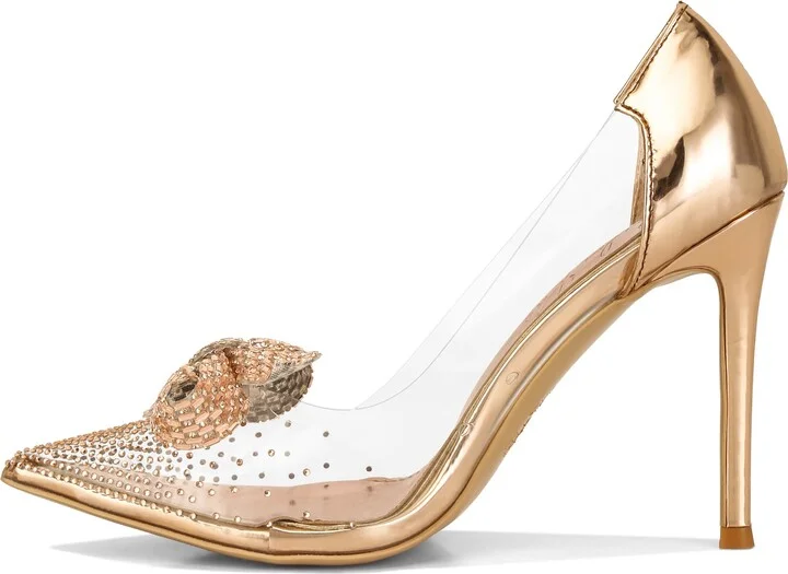 Erika Crystal Embellished Bow Clear & Metallic Pump - Image 10