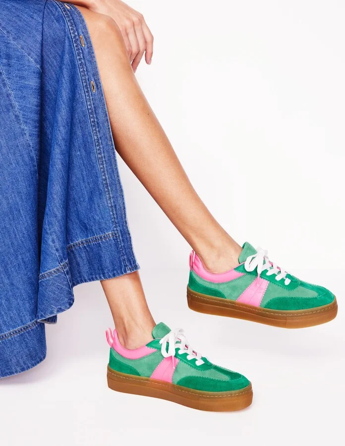 Erin Flatform Tennis Trainer, Ecru Stripe - Image 3