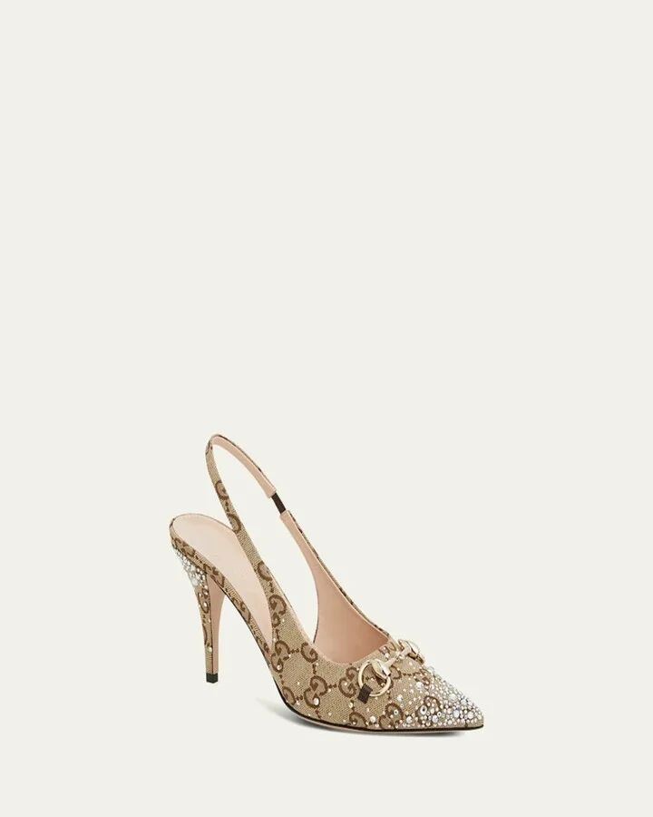 Erin GG Crystal Canvas Slingback Pumps - Image 3