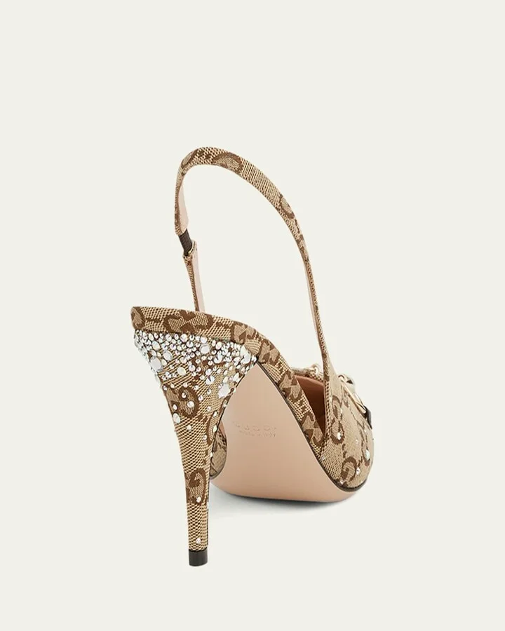 Erin GG Crystal Canvas Slingback Pumps - Image 4