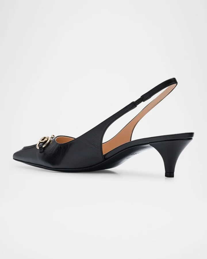Erin Leather Horsebit Slingback Pumps - Image 2