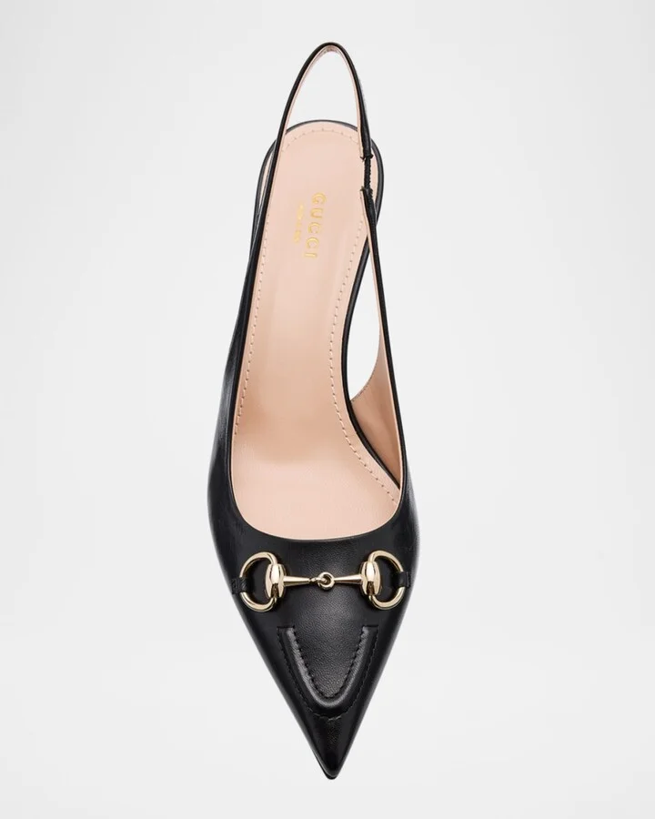 Erin Leather Horsebit Slingback Pumps - Image 3