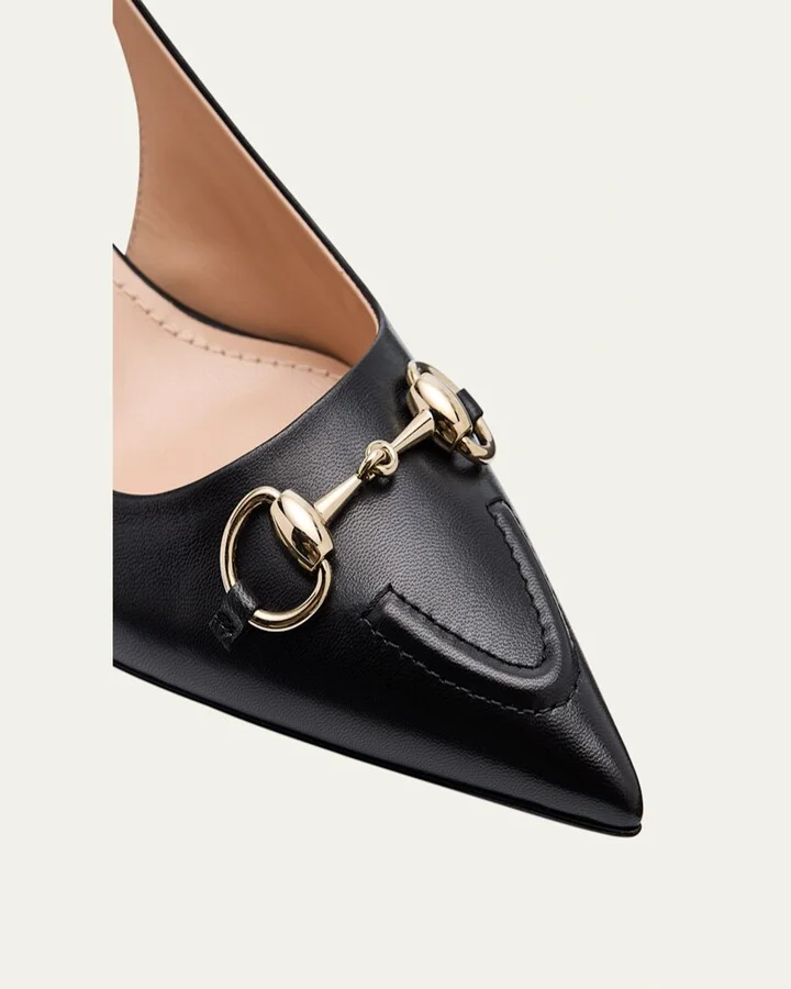 Erin Leather Horsebit Slingback Pumps - Image 4