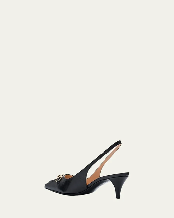 Erin Leather Horsebit Slingback Pumps - Image 5