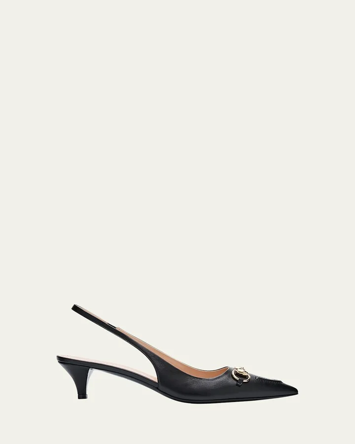 Erin Leather Horsebit Slingback Pumps