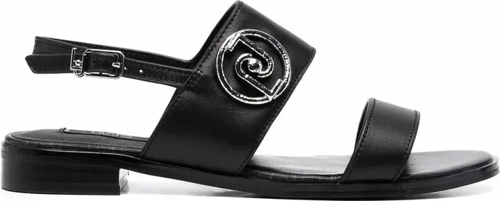 Erin logo-plaque slingback sandals
