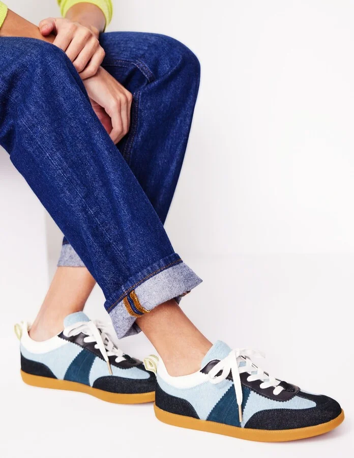 Erin Retro Tennis Trainers, Denim - Image 2