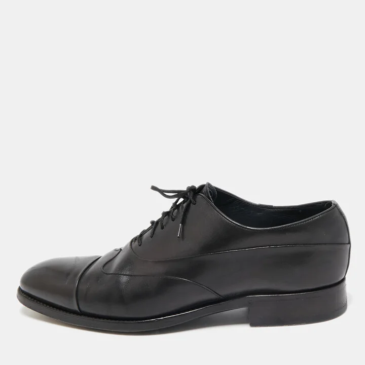 Ermenegildo Zegna Black Leather Lace Up Derby Size 43.5