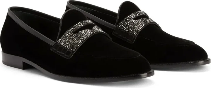 Ermy rhinestone-detail velvet loafers - Image 2