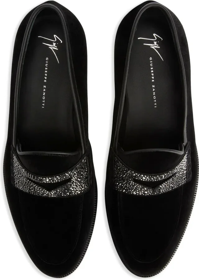 Ermy rhinestone-detail velvet loafers - Image 4