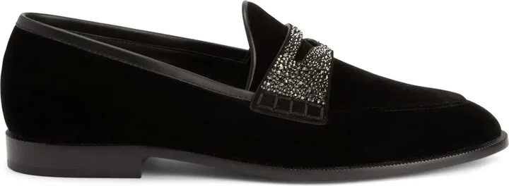 Ermy rhinestone-detail velvet loafers