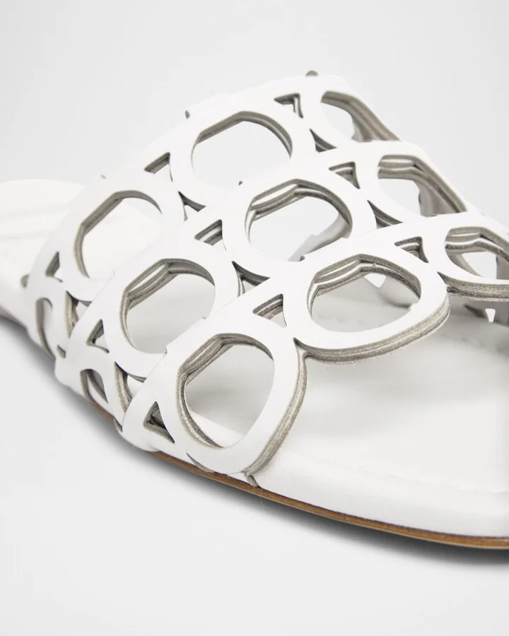 Erne Leather Gancini Link Slide Sandals - Image 2
