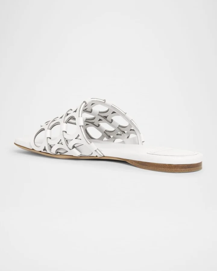 Erne Leather Gancini Link Slide Sandals - Image 3