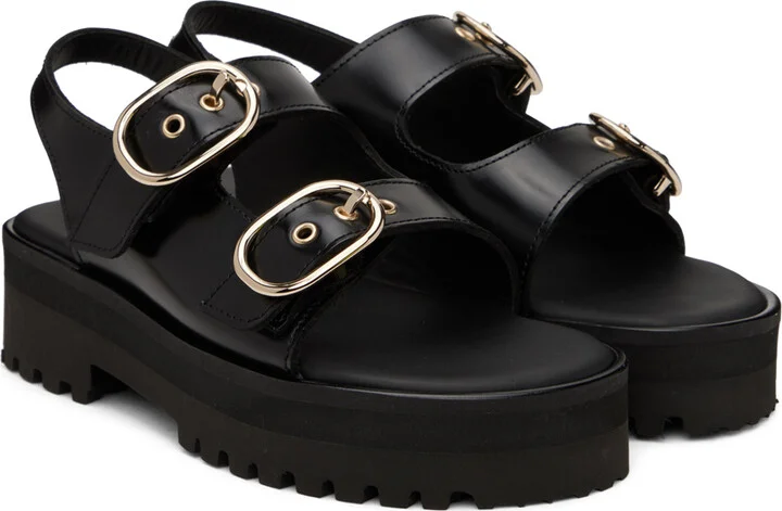 Ernest W. Baker Black Buckle Sandals - Image 4