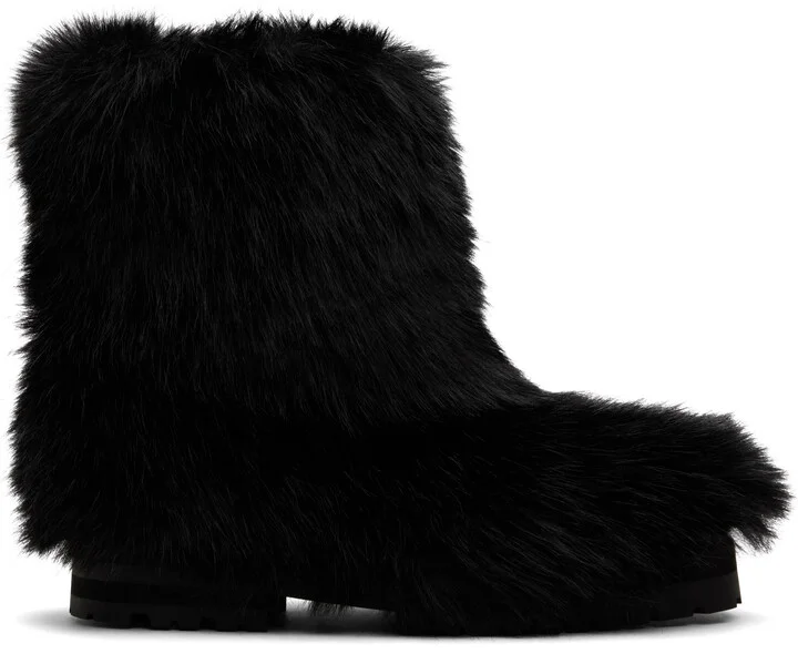 Ernest W. Baker Black Faux-Fur Boots