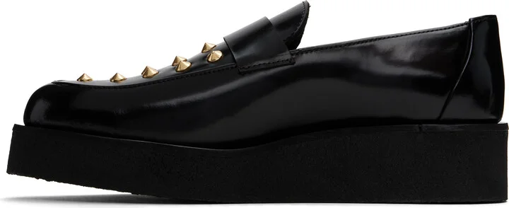 Ernest W. Baker Black & Gold Creeper Studded Loafers - Image 3