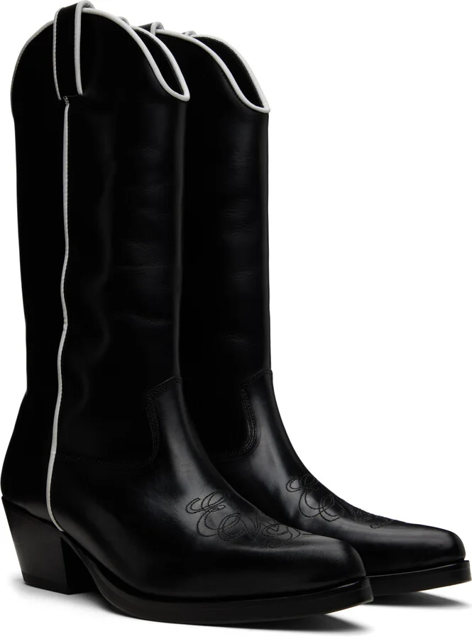 Ernest W. Baker Black High Western Boots - Image 4
