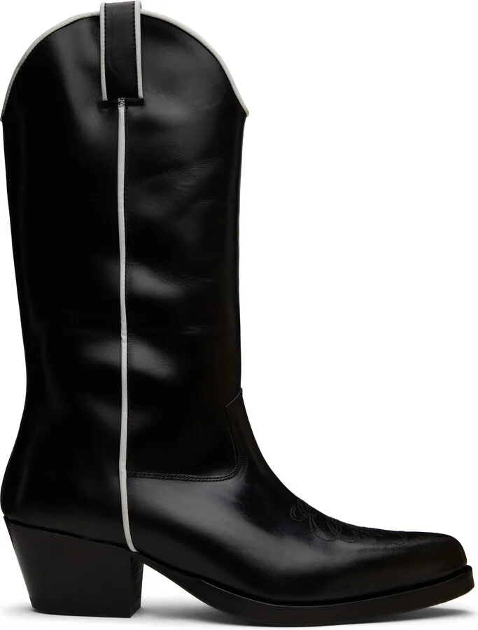 Ernest W. Baker Black High Western Boots
