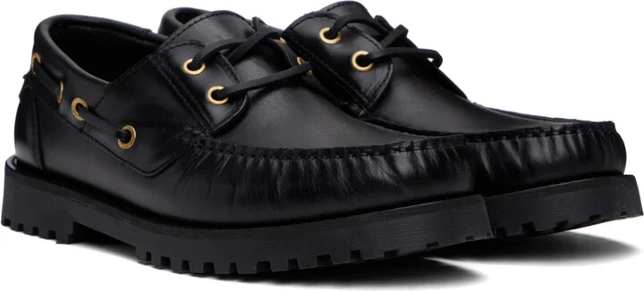 Ernest W. Baker Black Leather Boat Shoes - Image 4