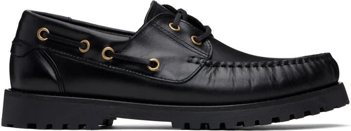 Ernest W. Baker Black Leather Boat Shoes