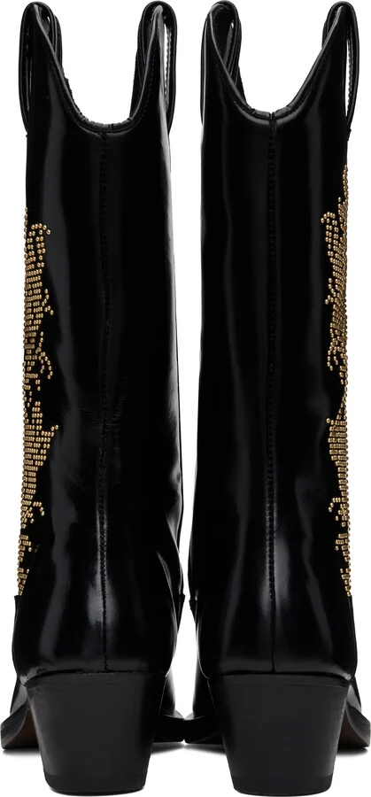 Ernest W. Baker Black Rose Studded High Western Boots - Image 2