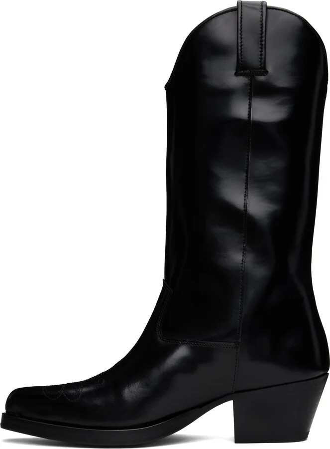 Ernest W. Baker Black Rose Studded High Western Boots - Image 3