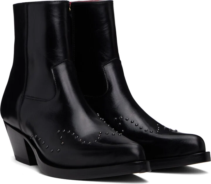 Ernest W. Baker Black Studded Western Boots - Image 4