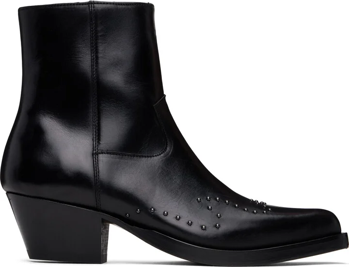 Ernest W. Baker Black Studded Western Boots
