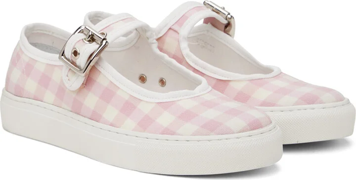 Ernest W. Baker Pink Check Low Top Sneakers - Image 4