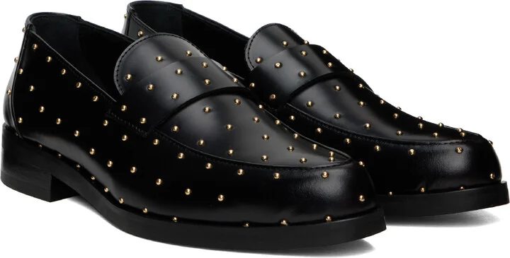 Ernest W. Baker SSENSE Exclusive Black Studded Leather Loafers - Image 4