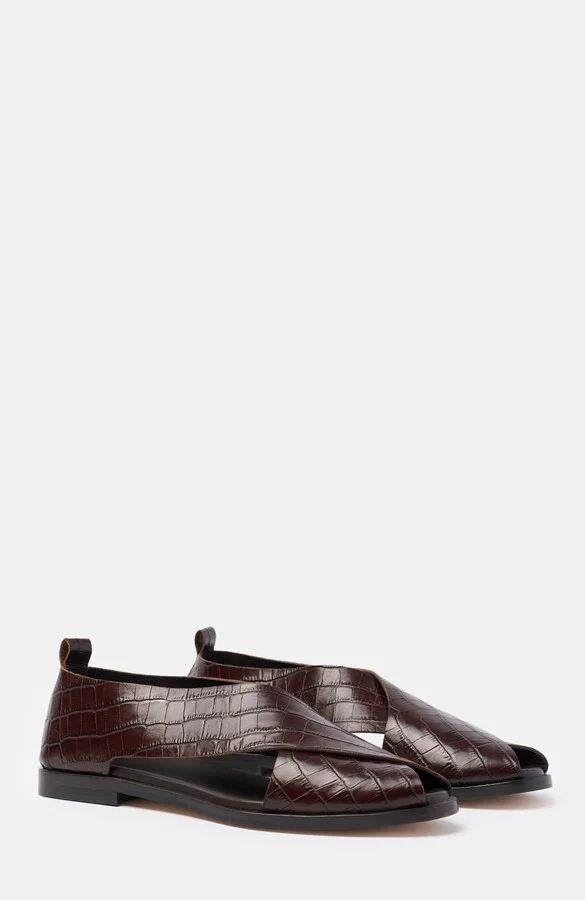 Dark Brown - Croco-Print Calf
