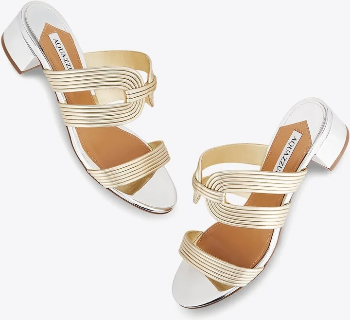 Esencia 35 Metallic Leather Sandals - Image 3