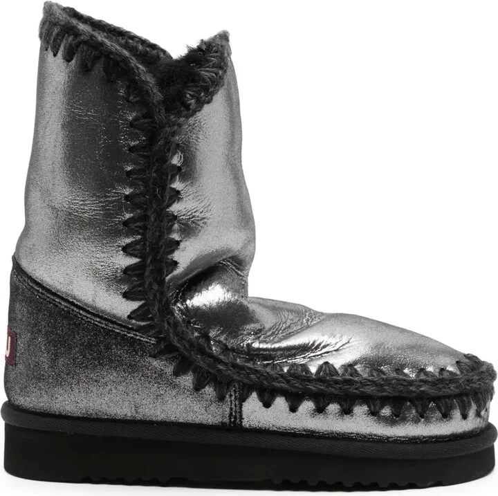 Eskimo 18 crochet-trim metallic-leather boots
