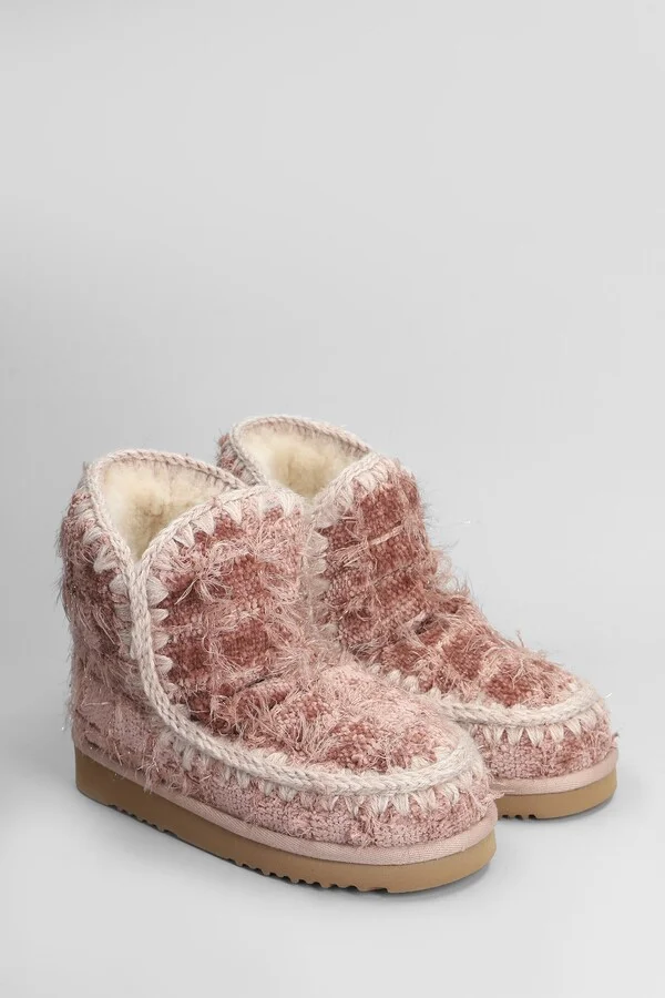 Eskimo 18 Low Heels Ankle Boots In Rose-pink Leather - Image 2