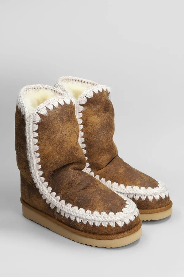 Eskimo 24 Vintage Low Heels Ankle Boots In Brown Leather - Image 2