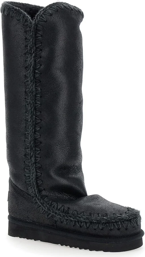 'eskimo' Black Boots With Rear Logo Application In Leather Woman - Image 2