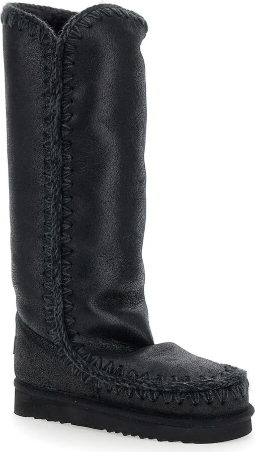 'Eskimo' Black Boots With Rear Logo Application In Leather Woman - Image 2