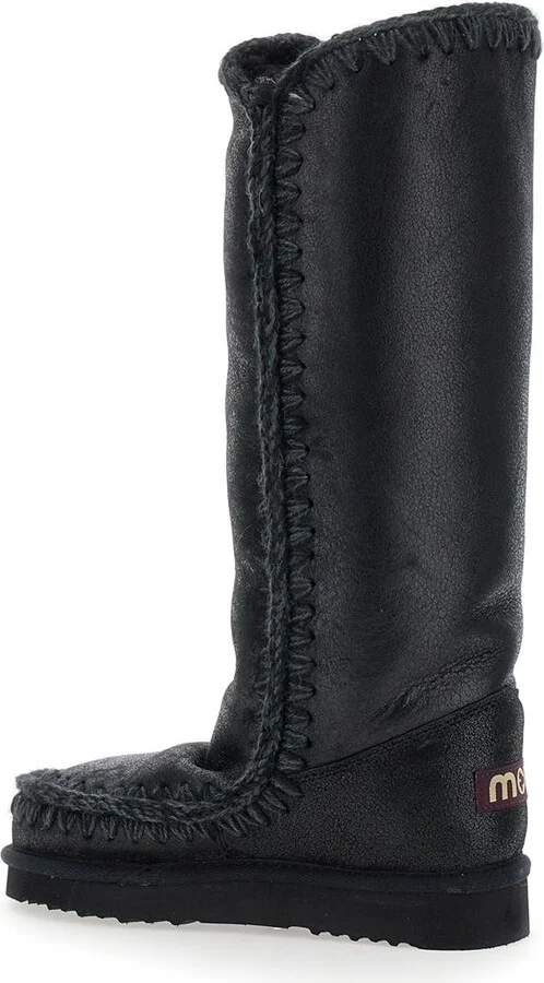 'Eskimo' Black Boots With Rear Logo Application In Leather Woman - Image 3