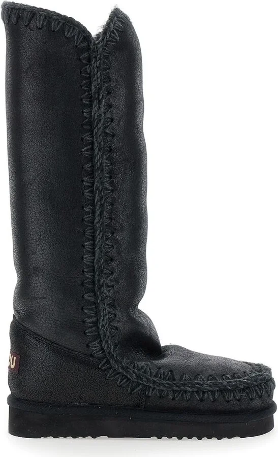 'Eskimo' Black Boots With Rear Logo Application In Leather Woman