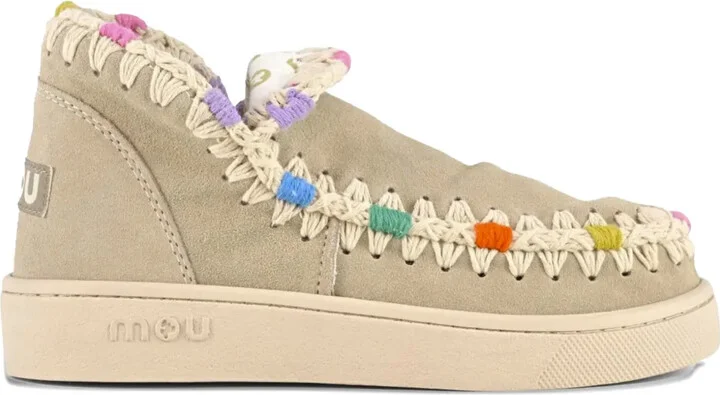 Eskimo crochet-detail suede shoes