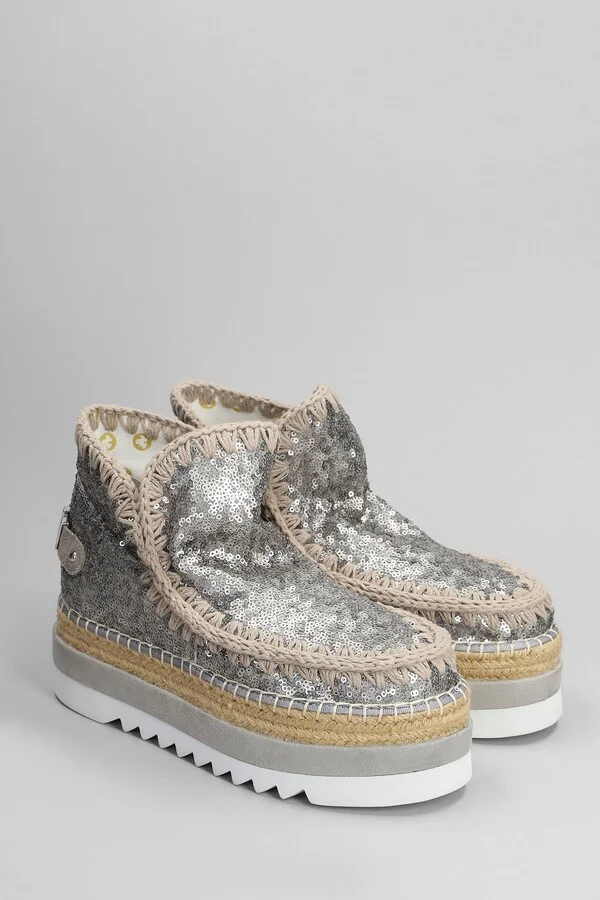 Eskimo Jute Eva Low Heels Ankle Boots In Gunmetal Synthetic Fibers - Image 2