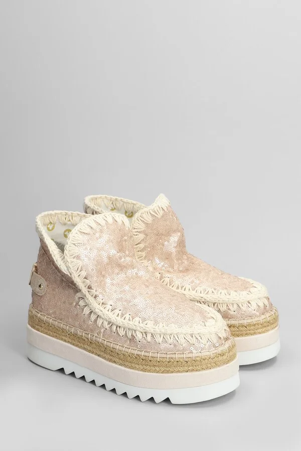 Eskimo Jute Eva Low Heels Ankle Boots In Rose-pink Synthetic Fibers - Image 2