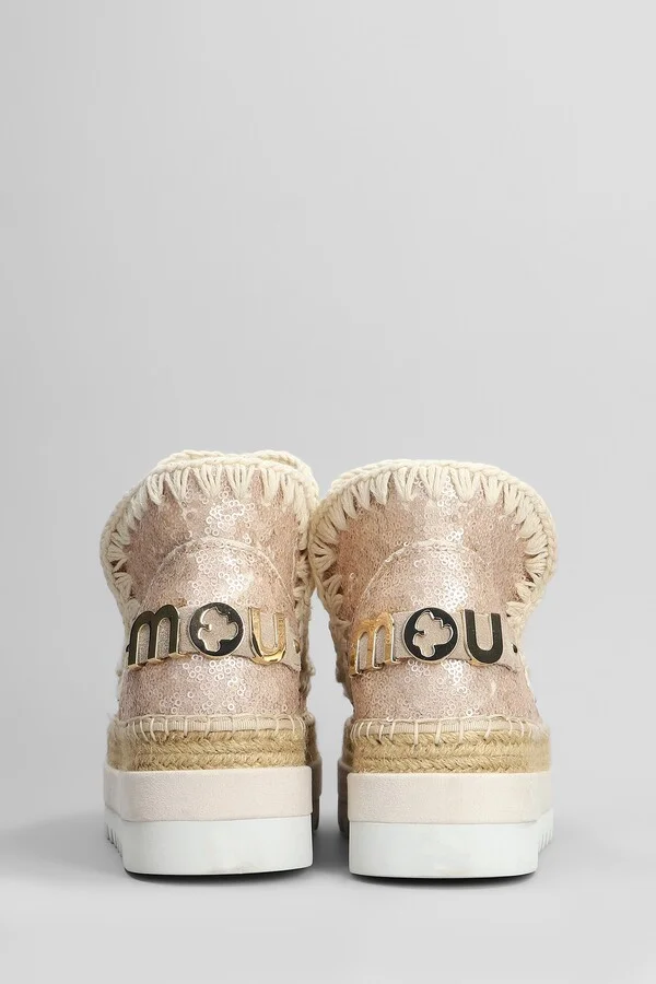 Eskimo Jute Eva Low Heels Ankle Boots In Rose-pink Synthetic Fibers - Image 4