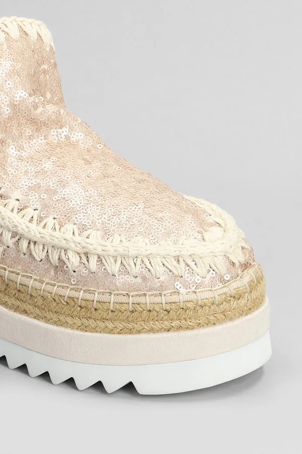 Eskimo Jute Eva Low Heels Ankle Boots In Rose-pink Synthetic Fibers - Image 5