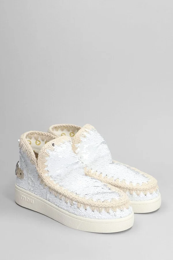 Eskimo New Low Heels Ankle Boots In White Synthetic Fibers - Image 2