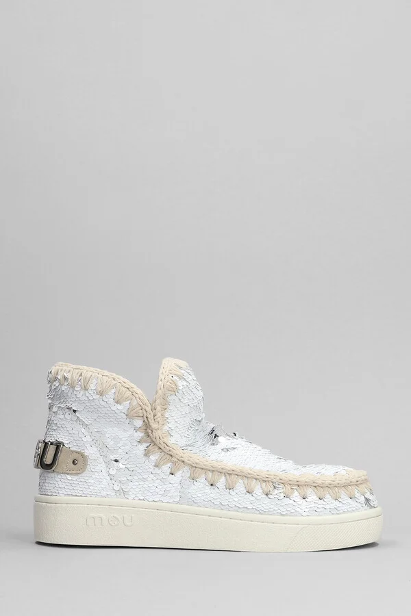 Eskimo New Low Heels Ankle Boots In White Synthetic Fibers