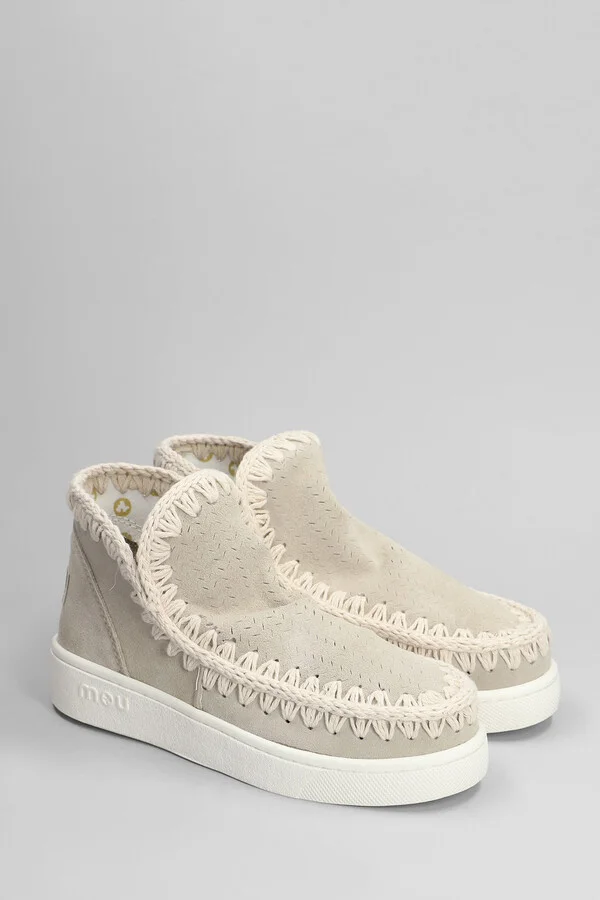 Eskimo Sneaker Low Heels Ankle Boots In Beige Suede - Image 2