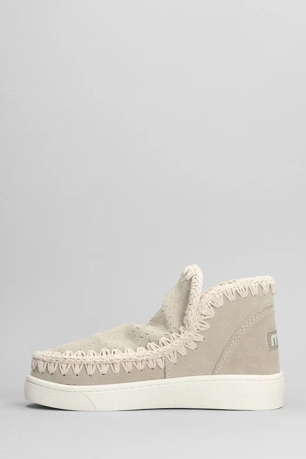 Eskimo Sneaker Low Heels Ankle Boots In Beige Suede - Image 3