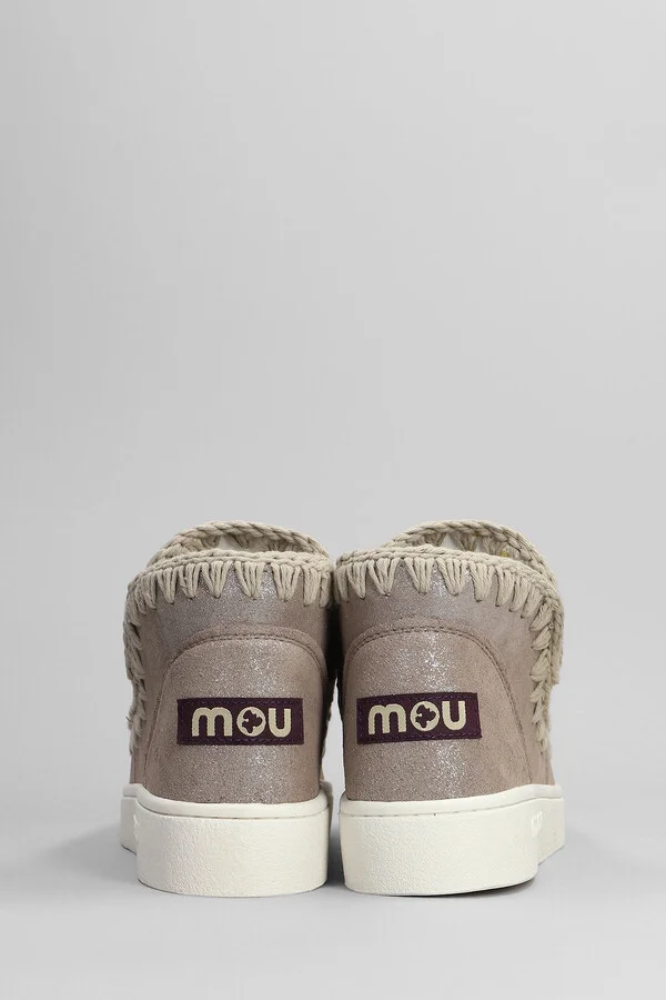 Eskimo Sneaker Low Heels Ankle Boots In Grey Glitter - Image 4