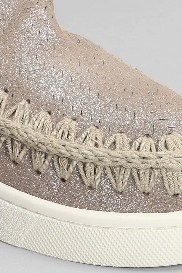 Eskimo Sneaker Low Heels Ankle Boots In Grey Glitter - Image 5